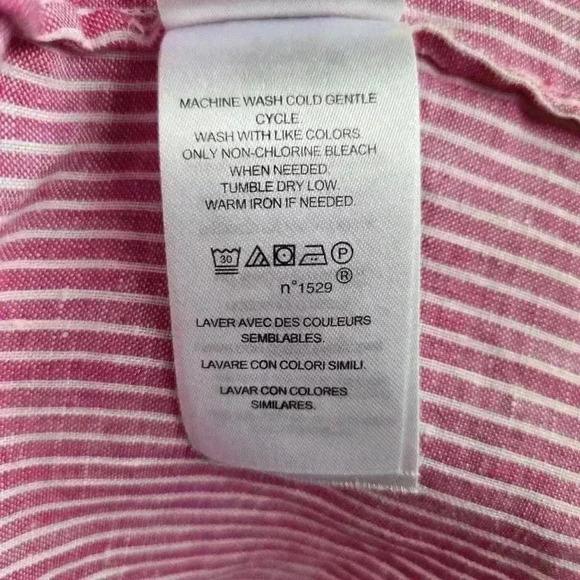 Lauren Ralph Lauren Women Blouse Embroidered Linen Pink Stripe Size S/P #134 - Picture 8 of 11